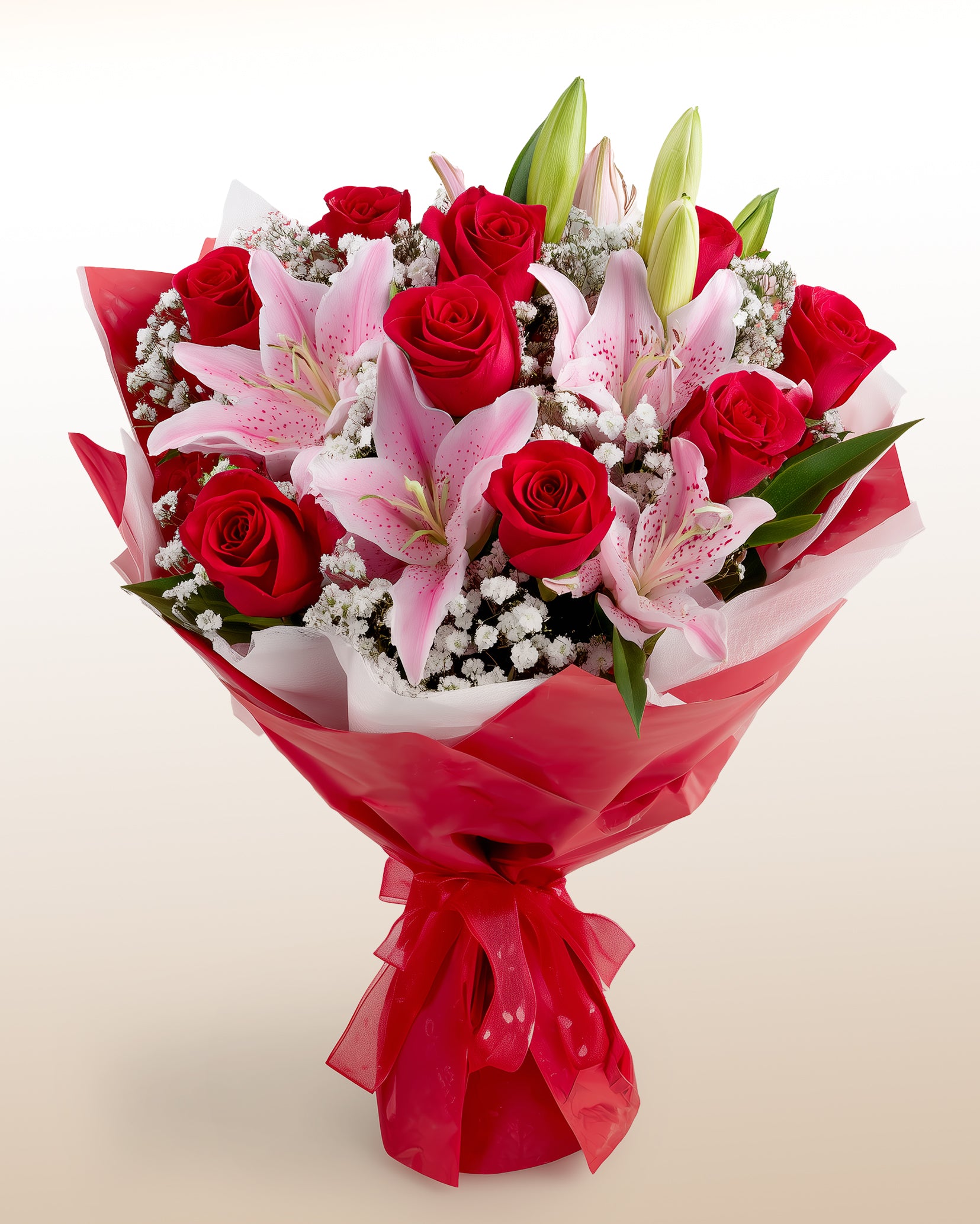 rose and lily flower arrangements Kisses in Roses and Lilies – LatinFlores.com