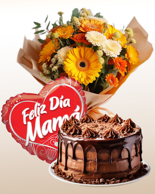 Combo Happy Mom's Day: Cake, Bouquet & Balloon