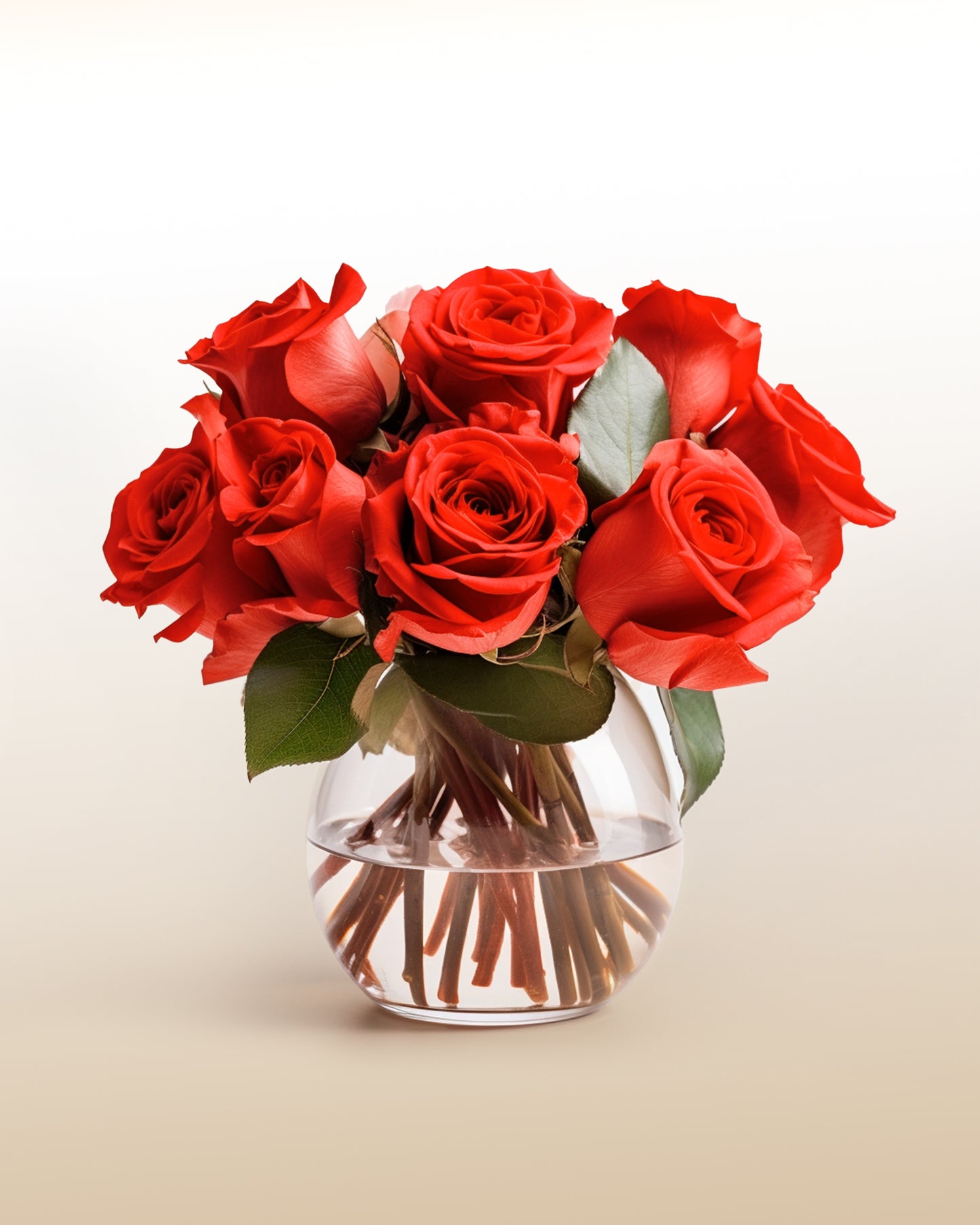 Sweet Moment: 8 Roses in a small fishbowl