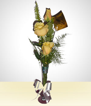 Florero Pequeño con Tres Rosas
