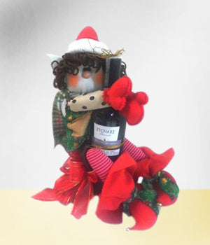 Botella de vino y muñeco