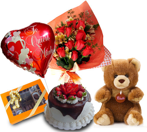 Sinceridad: Torta + Bouquet + Peluche + Globo + Chocolates
