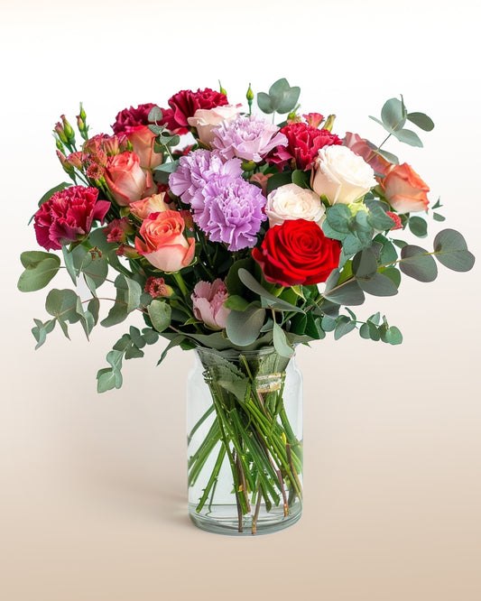 Arrangement of Roses and Carnations