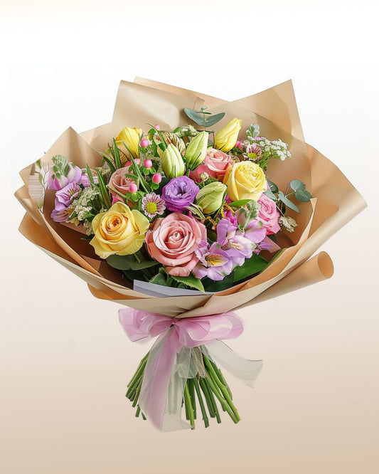 Bouquet di Rose e Lisianthus