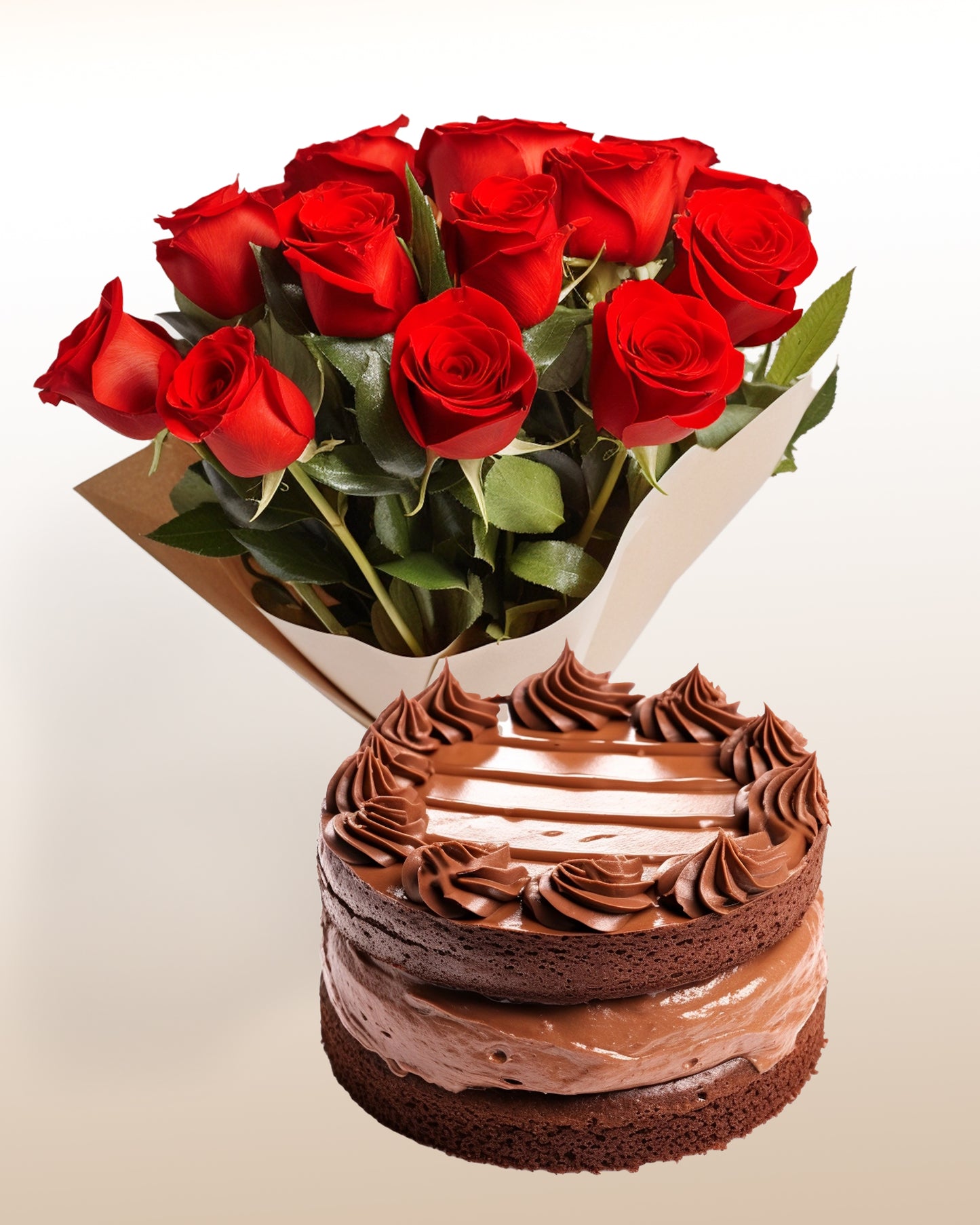 Combo Exquisitez: Torta 12 Personas + Bouquet 12 Rosas