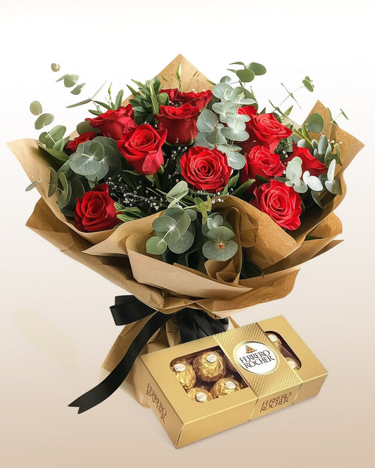 12 Rose Bouquet Package + Chocolate