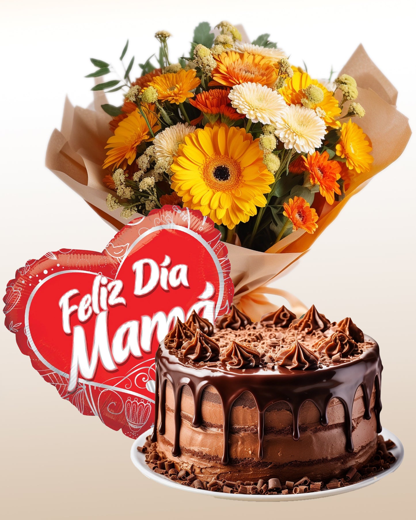 Combo Feliz Dia das Mães : Bolo, Buquê e Balão