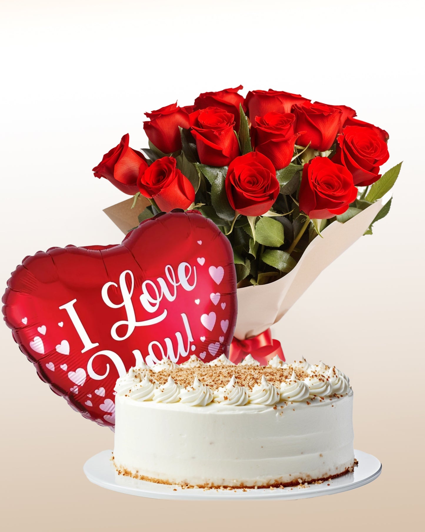 Combo Selecto: Bouquet de 12 Rosas + Torta + Globo