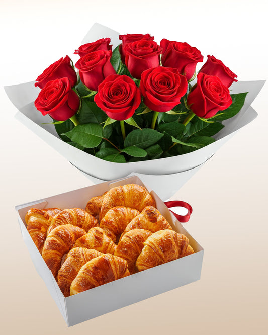 Eternal Roses Combo + 12 Croissants  