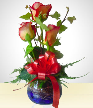 Glass Bowl with Roses