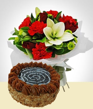 Christmas combo: Flowers + cake