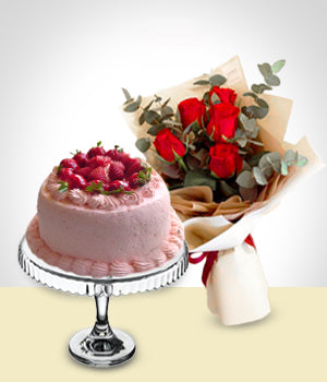 Special Offer: Cake + Roses Bouquet