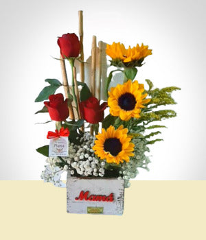 Arreglo de Rosas y Girasoles