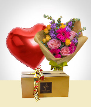 Combo Gracias: Bouquet de Gerberas + Bombones + Globo grande