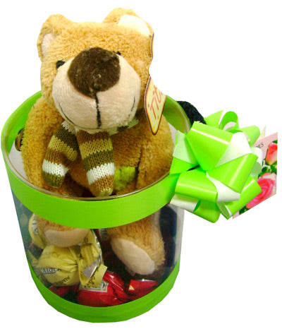 Box with teddy bear